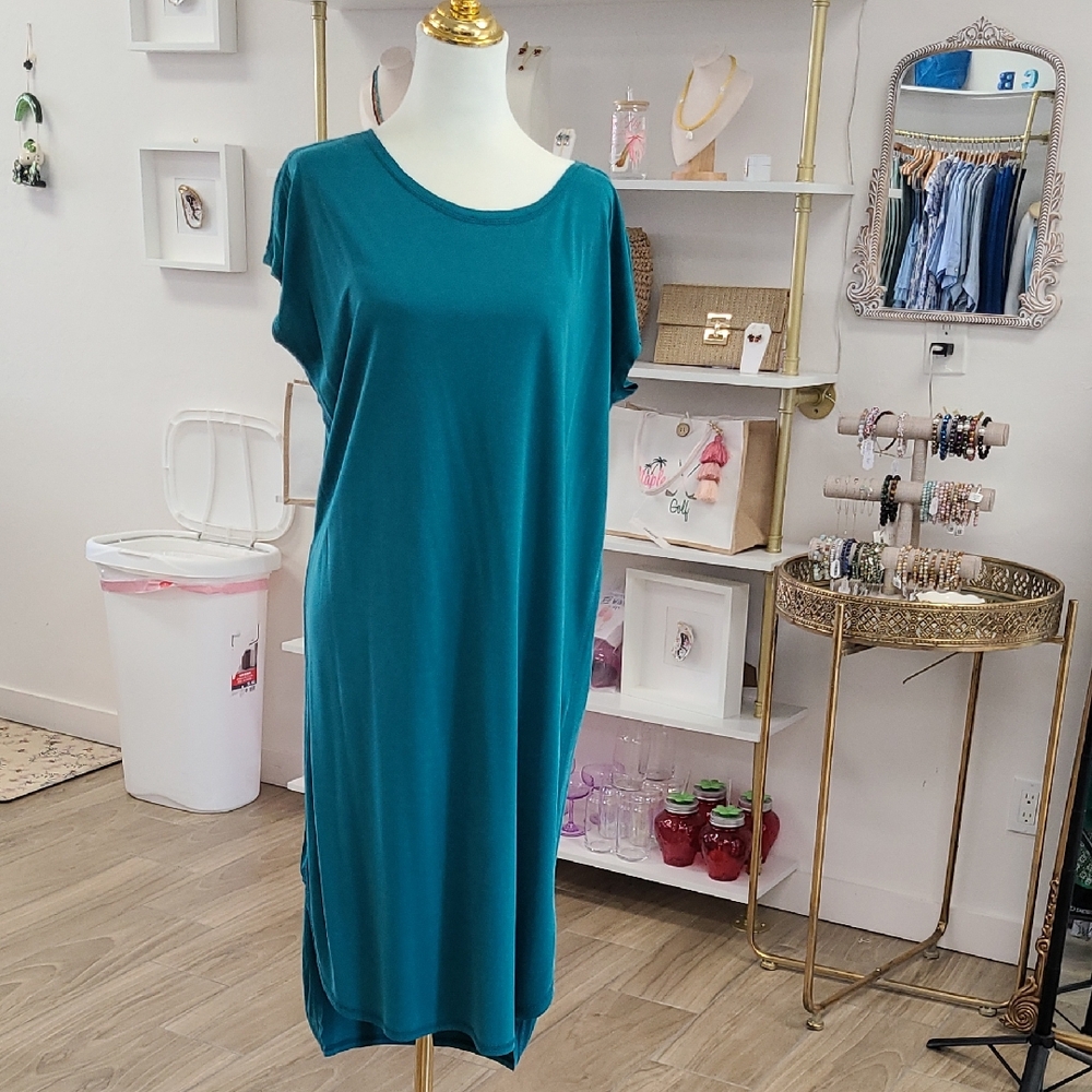 HYFVE Teal Crewneck Midi Dress